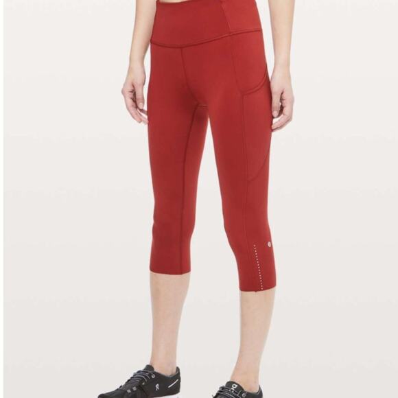 Lululemon Fast & Free Crop II *Nulux 19" Dark Sport Red - Picture 7 of 7